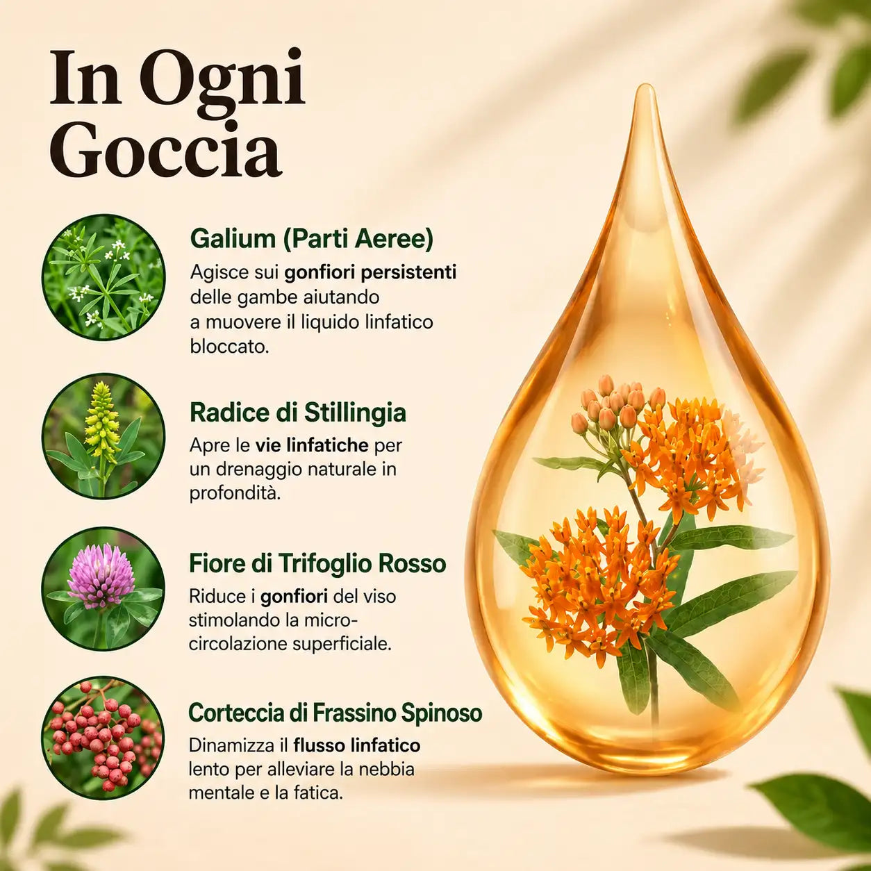 Gocce per il drenaggio linfatico