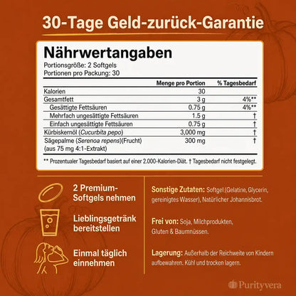 Purityvera® Kürbiskernöl & Sägepalmenextrakt 3.000 mg