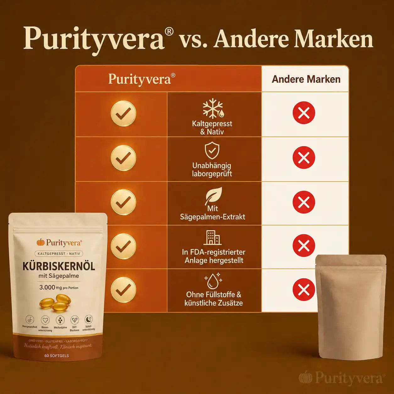 Purityvera® Kürbiskernöl & Sägepalmenextrakt 3.000 mg